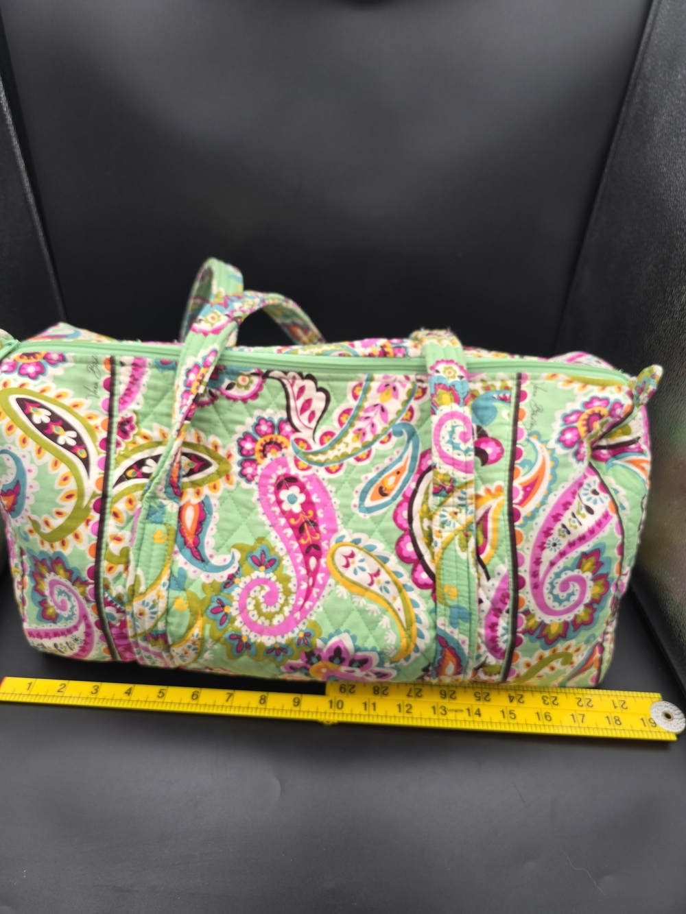 Vera Bradley Quilted Paisley Duffel in Mint Green and Pink - Picture 16 of 16